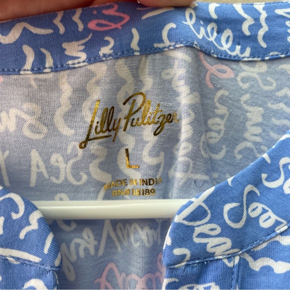 NWT Lilly Pulitzer Colson Dress 100% Cotton Sunwashed Blue Seacrets Size L - Picture 5 of 9